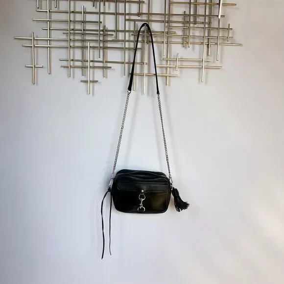 Rebecca Minkoff's M.A.B. Camera Black Leather Crossbody Purse Bag - Picture 11 of 16